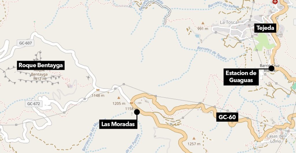 Kartta Roque Bentaygan alueesta